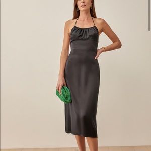 NWT Reformation Canton Silk Dress in Black. Size 4